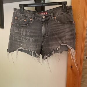 Pink Floyd Gray Distressed Jean Shorts
